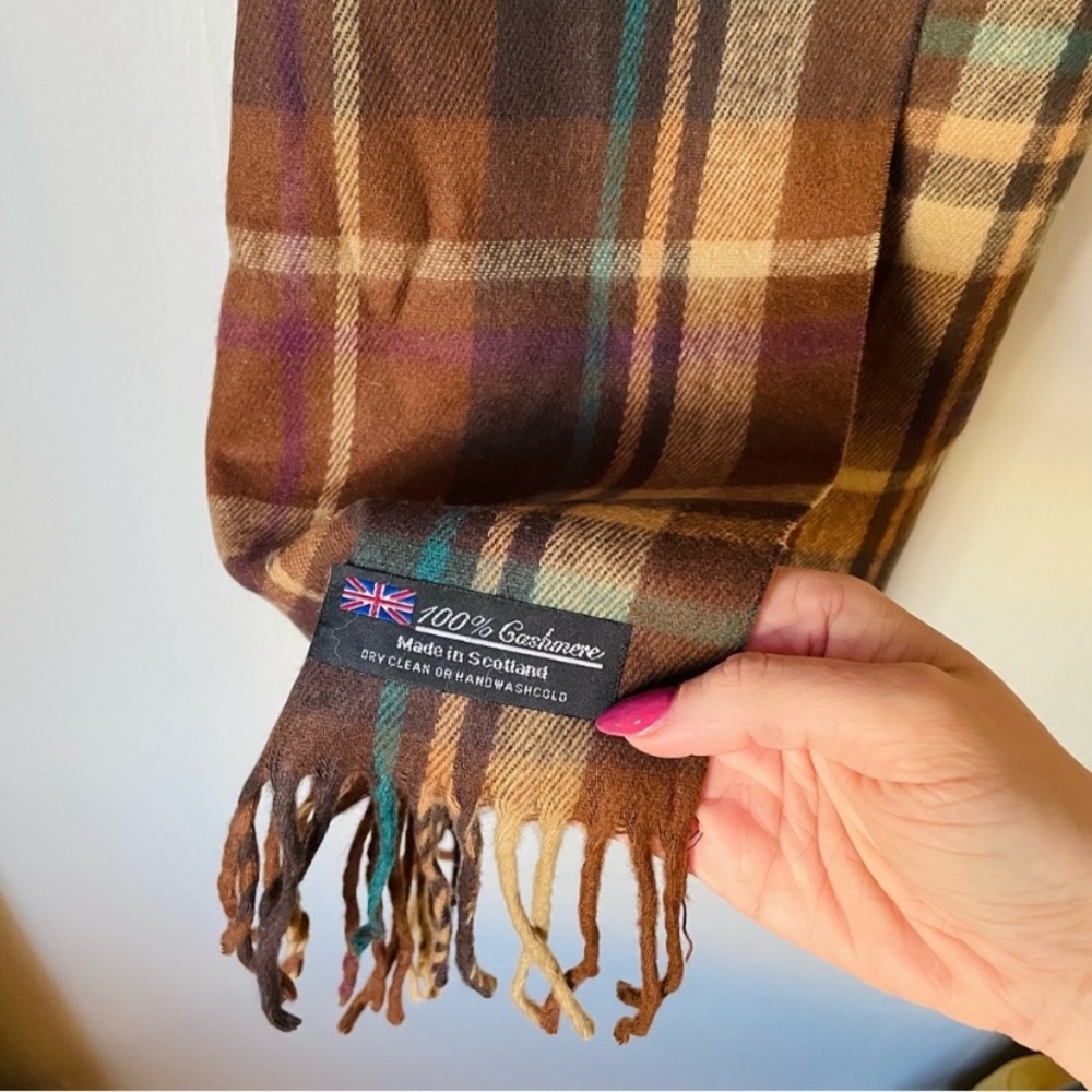 Brown Plaid Cashmere Scarf